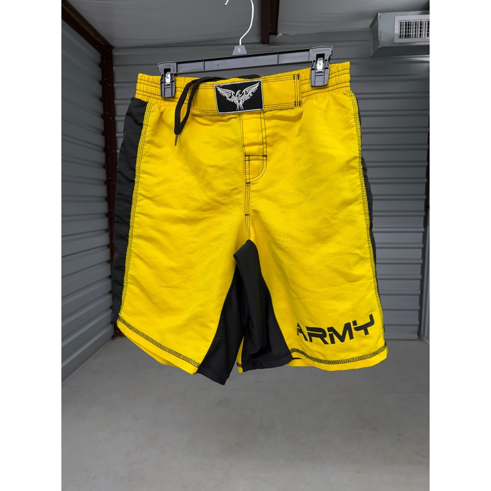 Hayabusa Army MMA Fight Shorts Yellow Black Grappling BJJ Training Mens Small